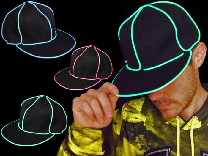 EL hip hop hats with lighted neon wire for raves and more EL hip hop hats with lighted neon wire for raves and more