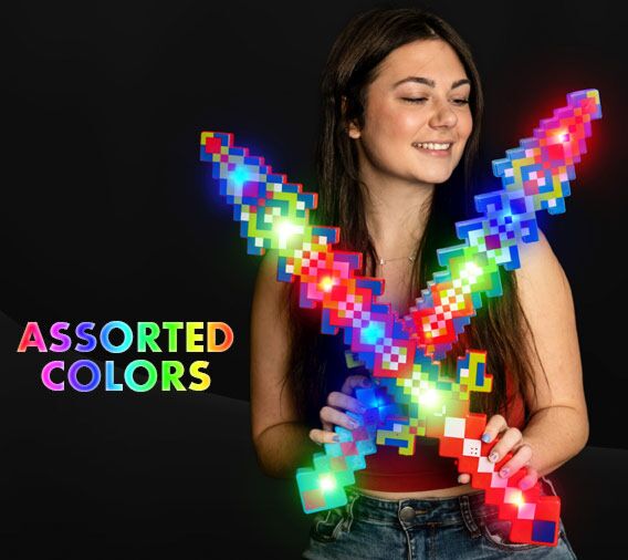 Light up LED Jagged Pixel Sword | Pixel | Flashing | Serrated