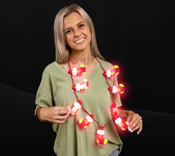 Flashing Christmas Stocking Necklace Light up LED Christmas
