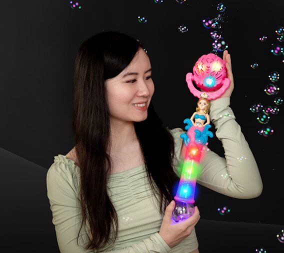 LED Seashell Mermaid Bubble Wand Light up Flashing Glowing