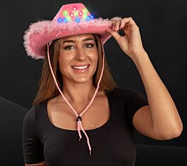 1161 Unisex Cowboy Hat Light Up Flashing Led Brim Fun Light Up LED Flashing Cowboy Hat with Blue Sequins - Walmart.com main image 3