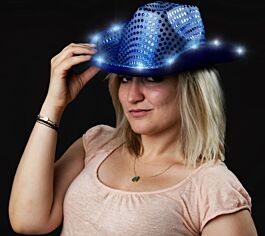 Blue Light up Sequin Cowboy Hat | Cowgirl | LED | Brim display picture 3