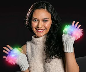 LED Fingerless Fuzzy Gloves