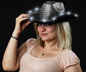 Light up Sequin Cowboy Hat - Black