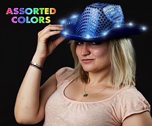 Light up Sequin Cowboy Hat - Blue