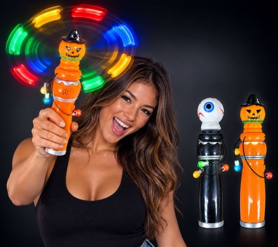 LED Spinning Pumpkin & Eyeball Halloween Wand