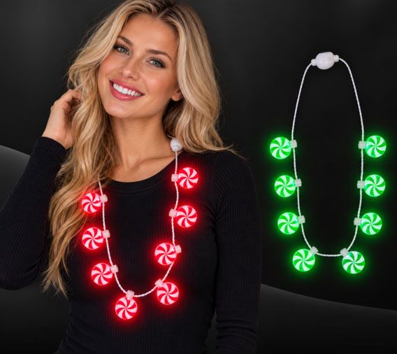 LED Peppermint Candy Christmas Necklace