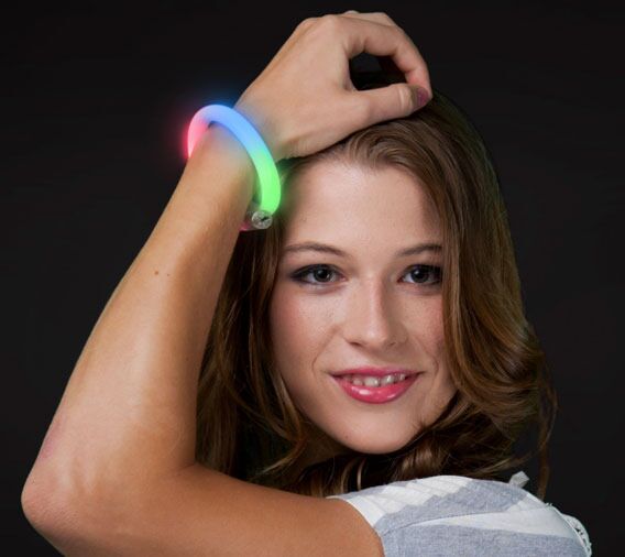 Blinking spring bracelet with multi-colored LED lights for events