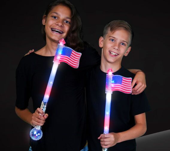 Flashing USA Flag Wand