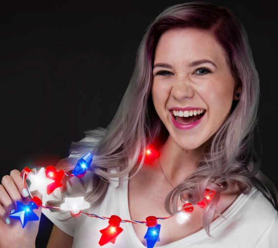 RWB Flashing Star Necklace