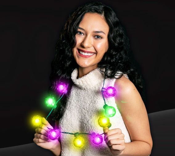Flashing Mardi Gras Disco Ball Necklace