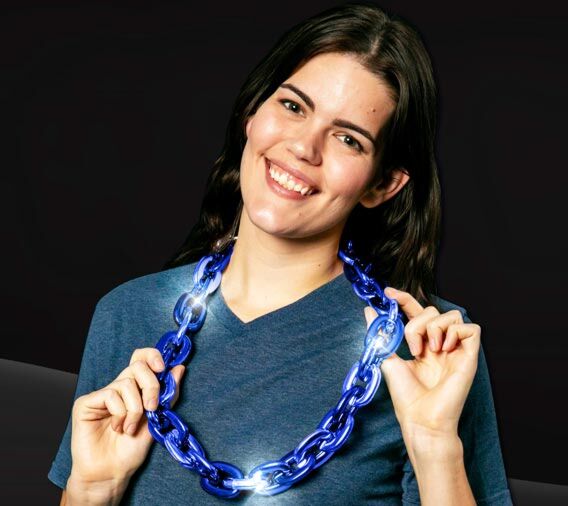 Blue Jumbo Plastic Flashing LED Chain Link Necklace