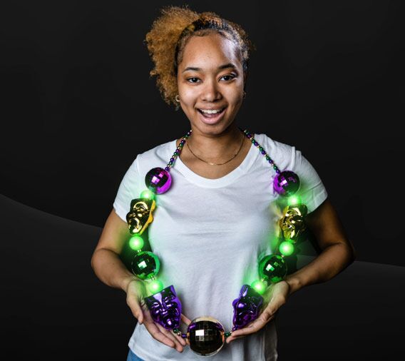 LED Mardi Gras Jumbo Bead / Mask Necklace