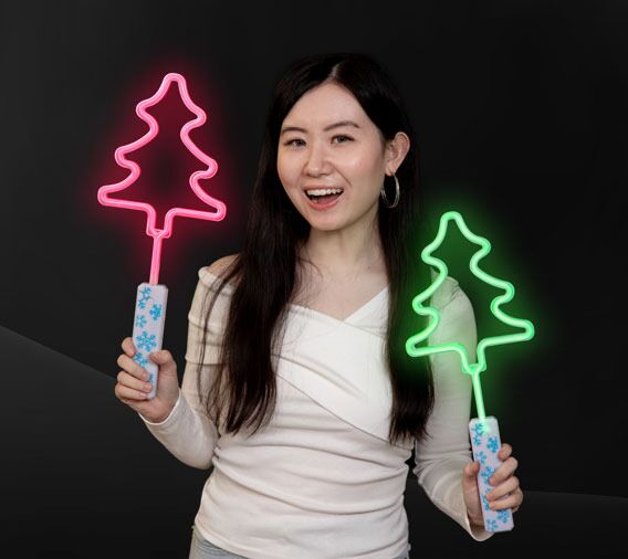 LED Neon Christmas Tree Wand | 18inches | Flashing | Xmas