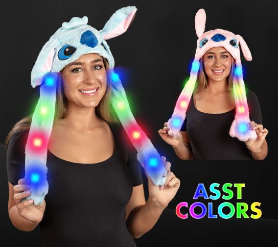 Light up Lilo Plush Moving Ear Hat Asst