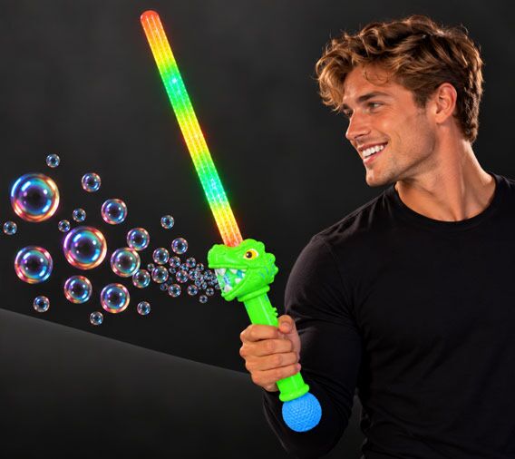 10 Hole LED Dinosaur Bubble Sword