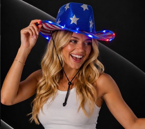 Light up Patriotic Sequin Cowboy Hat