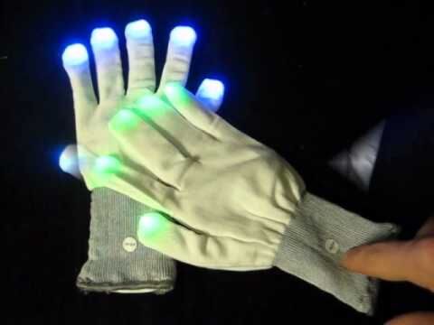 Black light up gloves that light up your hands using multi-color leds