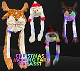 Reindeer & Snowman Plush Moving Ear Hat Asst
