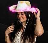 Light up Iridescent Cowgirl Hat - White