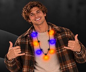 Flashing Purple & Orange Halloween Necklace