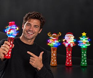 Light-Up Christmas Character Spinning Wand Asst