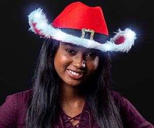 Light up Santa Cowboy Hat