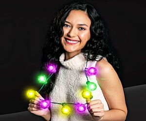 Flashing Mardi Gras Disco Ball Necklace