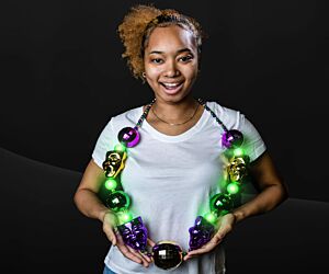 LED Mardi Gras Jumbo Bead / Mask Necklace