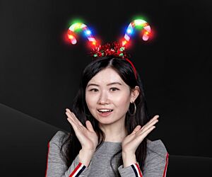 LED Tinsel Candy Cane Headband 