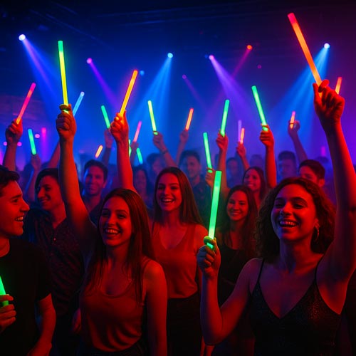 having fun at a concert with glow products