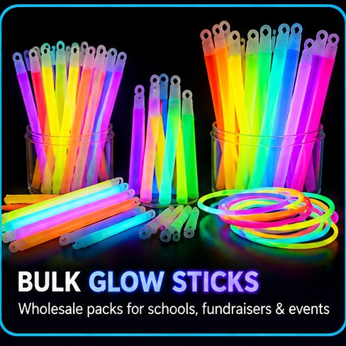 Bulk assortment of colorful glow sticks