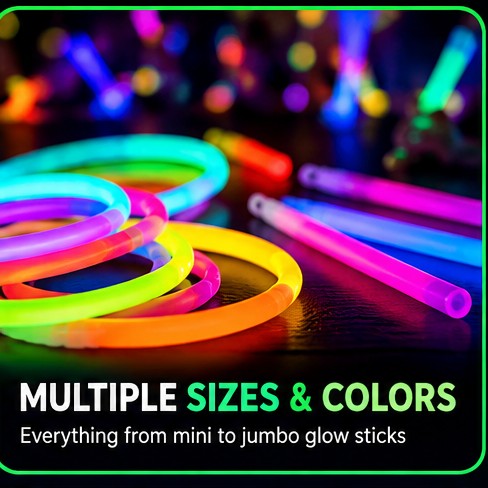 Colorful glow bracelets and glow sticks in different colors